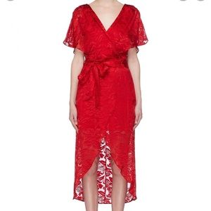 Alice and olivia red dress size 4 silk red  party cocktail dress vacation sexy